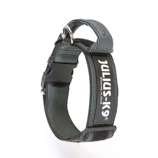 Julius K9 Color and Gray collar with closable handle in black