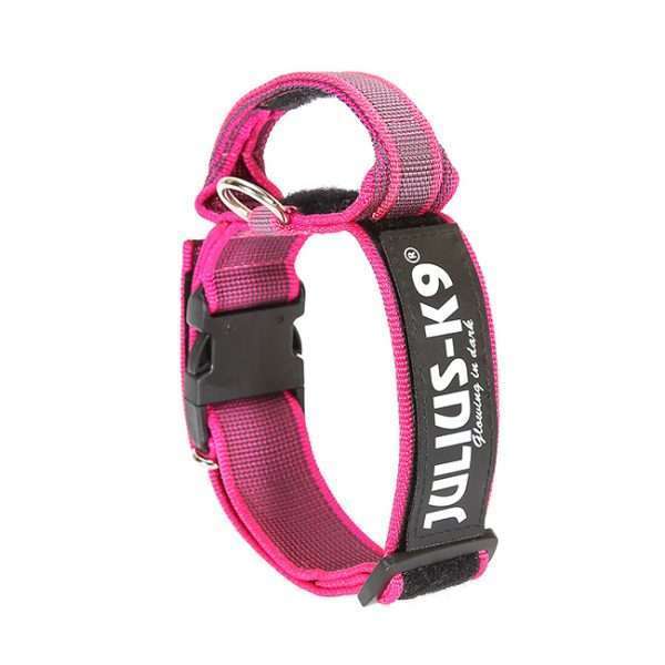 Julius K9 Color and Gray collar with closable handle in pink