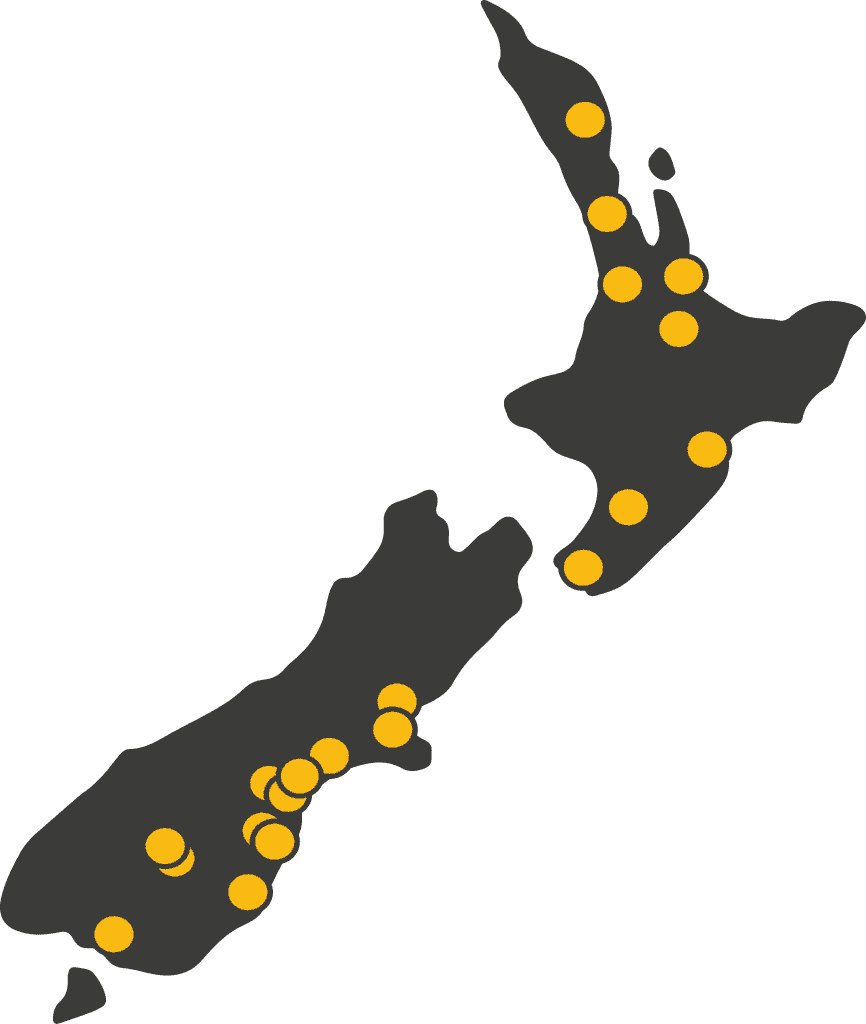 A map of Julius K9 New Zealand stockist
